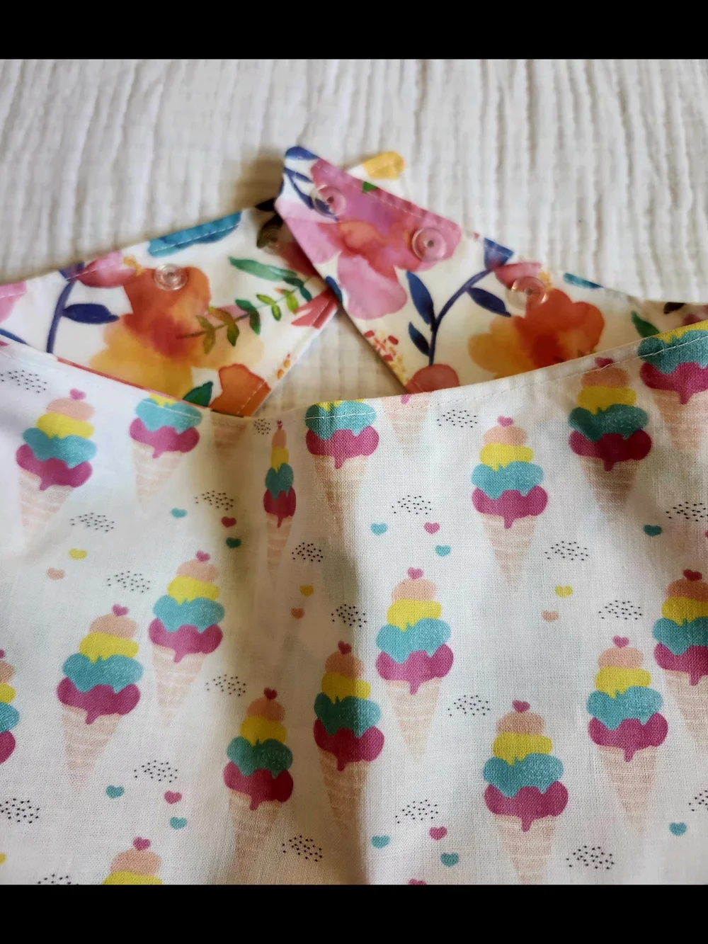 Naughty Paws XL Reversible Dog Bandana Floral/Ice Cream Cone Print